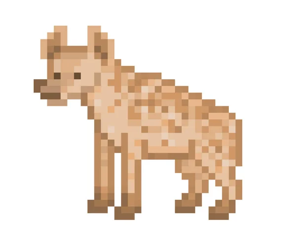 Hiena manchada, 80s-90s estilo vieja escuela 8 bit pixel arte fauna — Archivo Imágenes Vectoriales