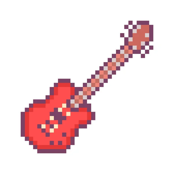 Red electirc guitar, 32x32 pixel art icon isolated on white back — Stock Vector