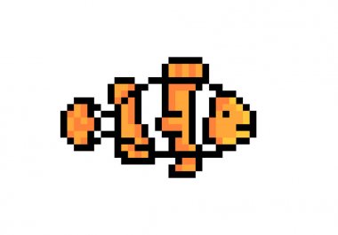 Clownfish/ anemonefish eski okul 8 bit piksel sanat karakter simgesi 