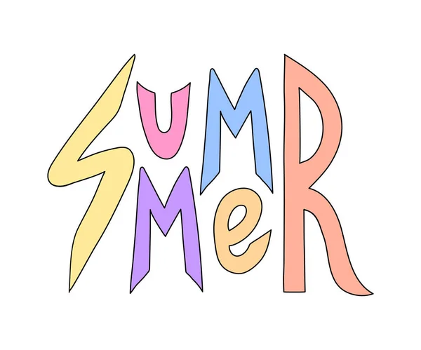 "Verano ", letras de dibujos animados de colores para tarjetas de felicitación, p — Vector de stock