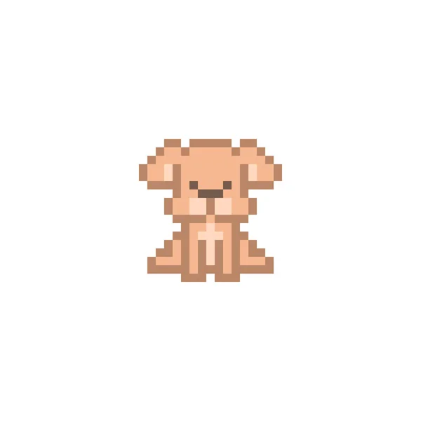 Pixel art dog personaggio isolato su sfondo bianco. Domesitc a — Vettoriale Stock