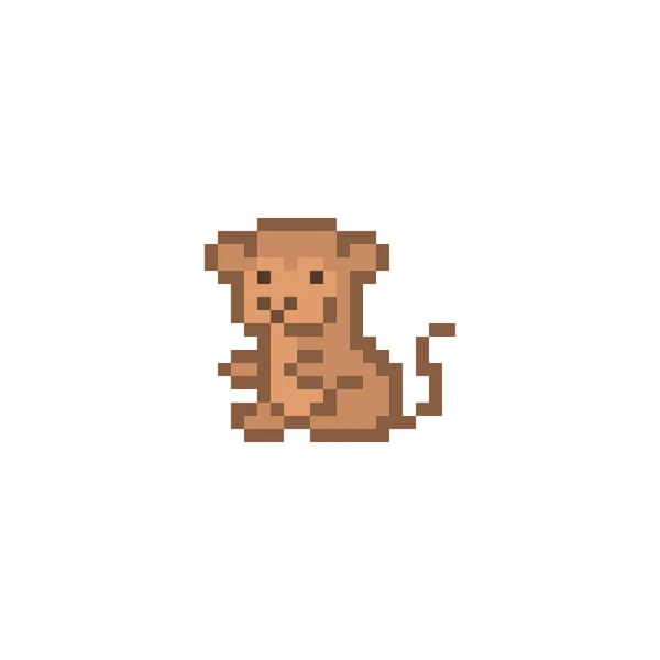 Personagem de macaco de arte Pixel isolado no fundo branco. Wildlif —  Vetores de Stock