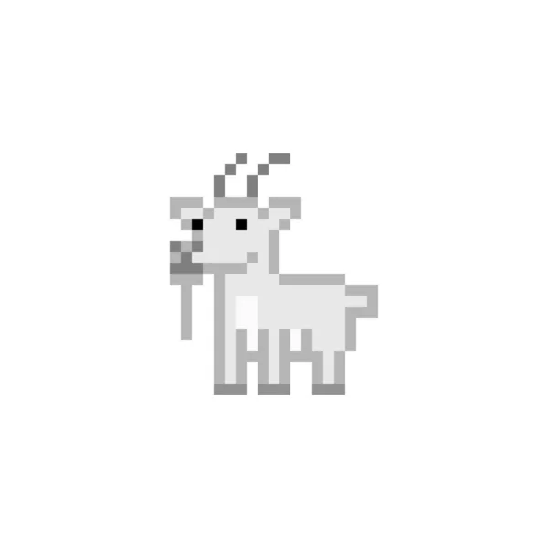 Pixel art goat character isolated on white background. Domesitc/ Vektör Grafikler