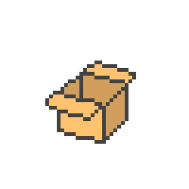 Karton kutuyu aç, 8 bit piksel resim simgesi beyaz sırt üzerinde izole