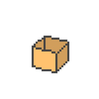 Karton kutuyu aç, 8 bit piksel resim simgesi beyaz sırt üzerinde izole