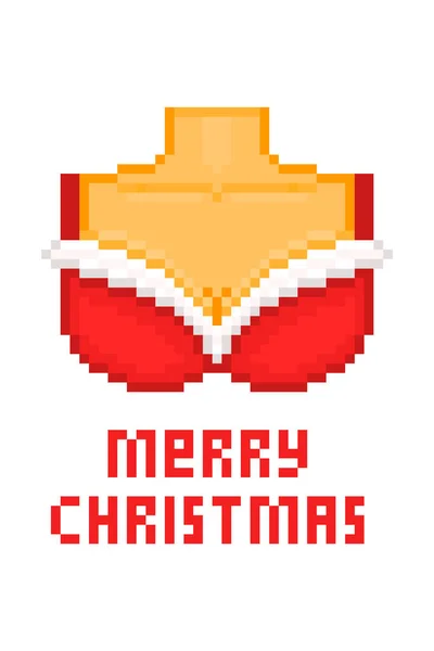 Szexi Nagy Mellekkel Karácsonyi Melltartó Pixel Művészeti Karakter Elszigetelt Fehér — Stock Vector