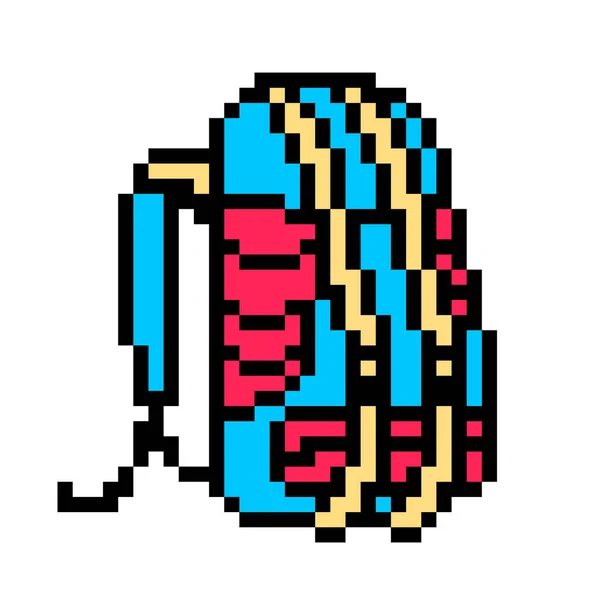 Mochila Trekking Azul Rojo Icono Pixel Art Aislado Sobre Fondo — Archivo Imágenes Vectoriales