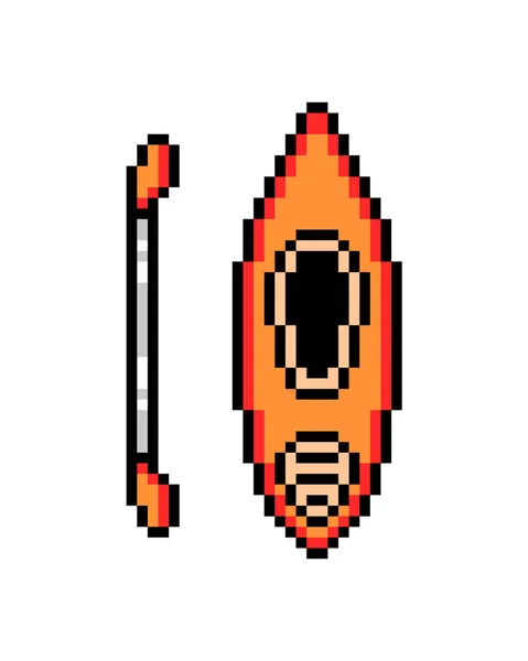 Kayak Naranja Una Paleta Pixel Art Icono Aislado Sobre Fondo — Archivo Imágenes Vectoriales