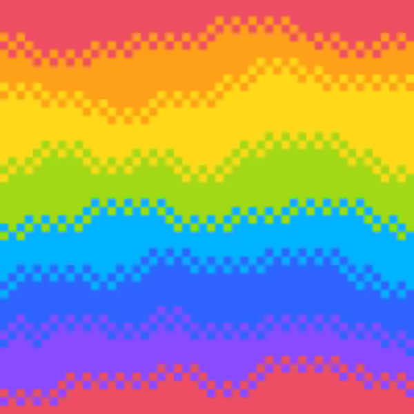 Old School Pixel Art Rainbow Seamless Pattern Bit Lgbt Flag — Stock Vector