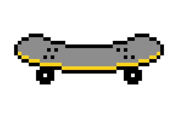 Pixel Τέχνη Skateboard Εικονίδιο Απομονώνονται Λευκό Φόντο Bit Παλιά Σχολικά — Διανυσματικό Αρχείο