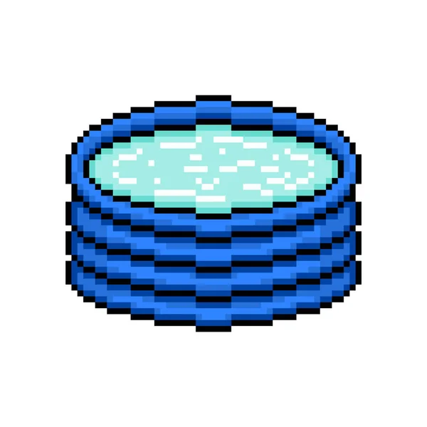Piscina Inflável Azul Arte Pixel Enchida Com Água Isolada Fundo — Vetor de Stock