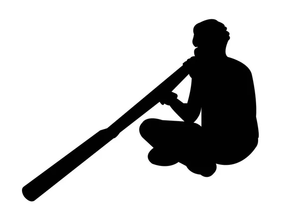 Hombre Aborigen Jugando Didgeridoo — Vector de stock