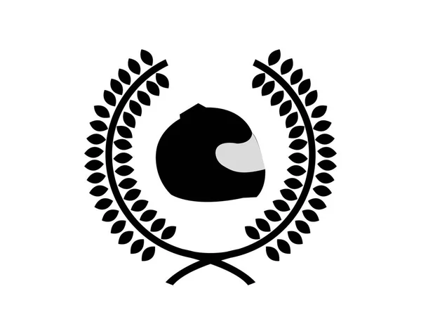 Emblème Composé Casque Moto Une Couronne Laurier — Image vectorielle