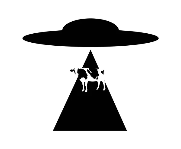 Ufo Rapisce Una Mucca — Vettoriale Stock