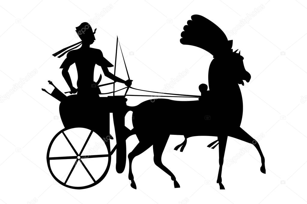Pharaoh on a chariot silhouette