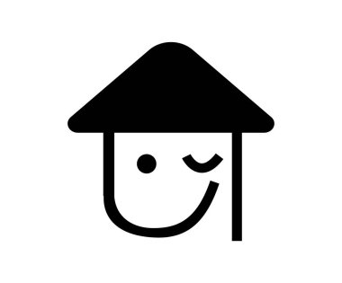 beyaz gülümseyen göz kırpma ev logosu