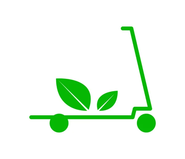 Groene Blad Scooter Pictogram Wit — Stockvector