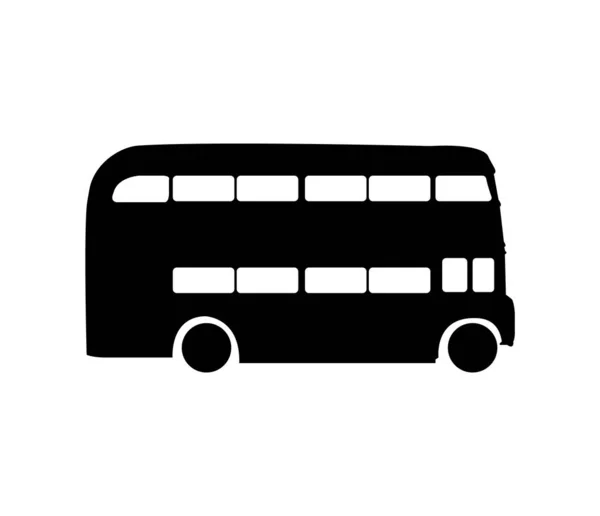 Silhouette Noire Bus Deux Étages — Image vectorielle