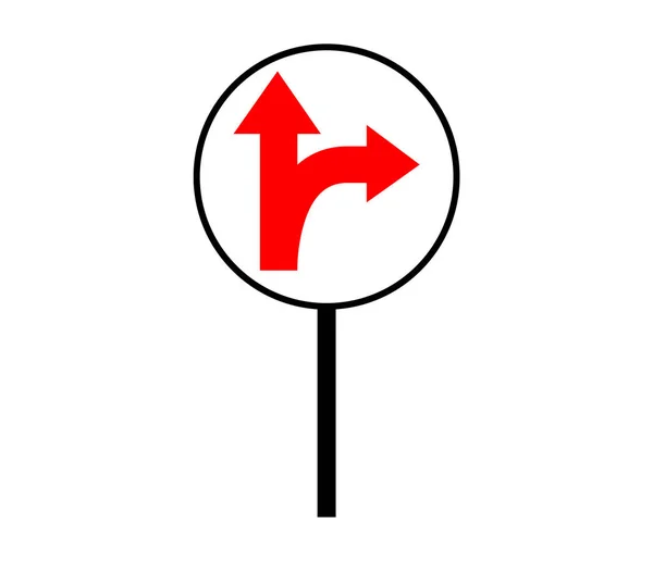 Rot Abbiegen Verkehrszeichen Auf Weiß — Stockvektor