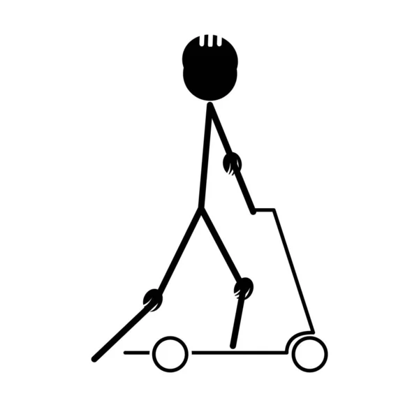 Homme Sur Scooter Pictogramme Sur Blanc — Image vectorielle