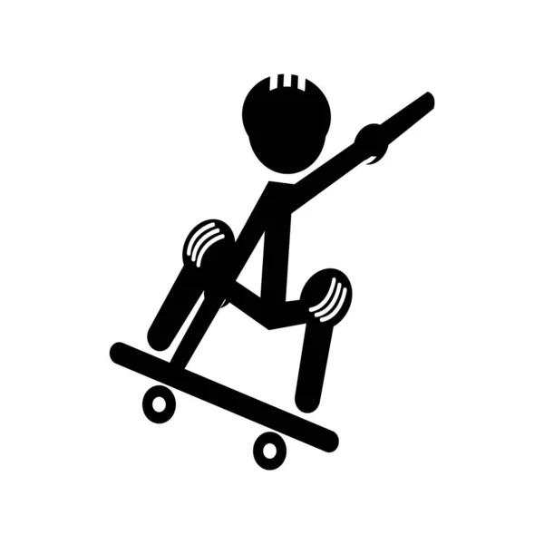 Skater Mit Schutz Macht Trick Piktogramm Auf Weiß — Stockvektor