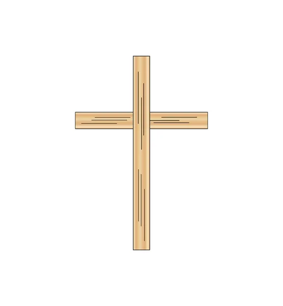 Holzkreuz Auf Weiß — Stockvektor