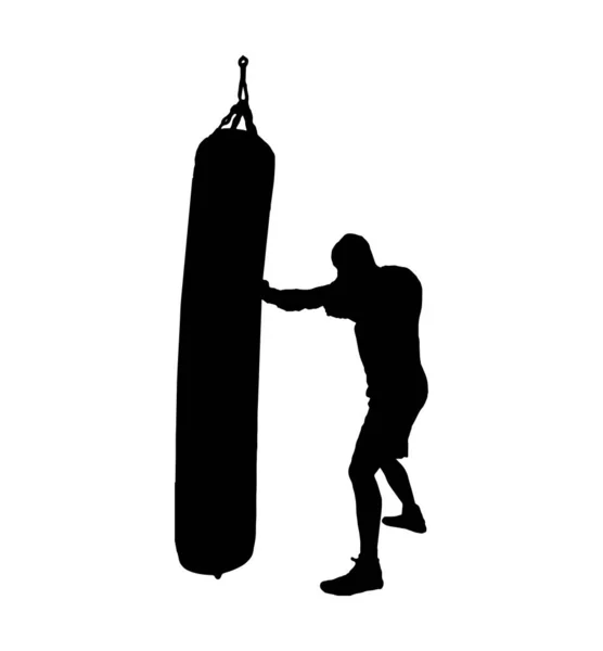 Boxeador Golpeando Una Bolsa — Vector de stock