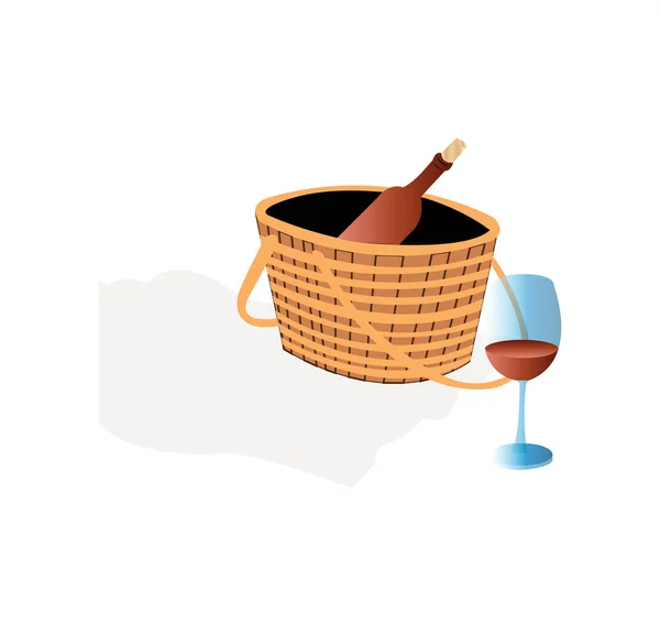 Picnic Basket Wine — Stock Vector