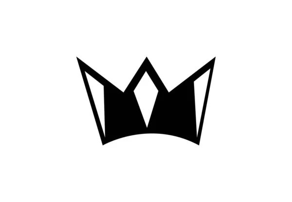 白の黒い王冠のアイコン — ストックベクタ