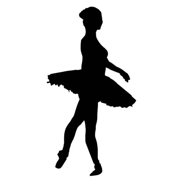 白のバレエ ダンサーのシルエット — ストックベクタ