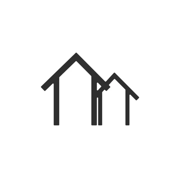 Två Hus Logotyp Vit — Stock vektor