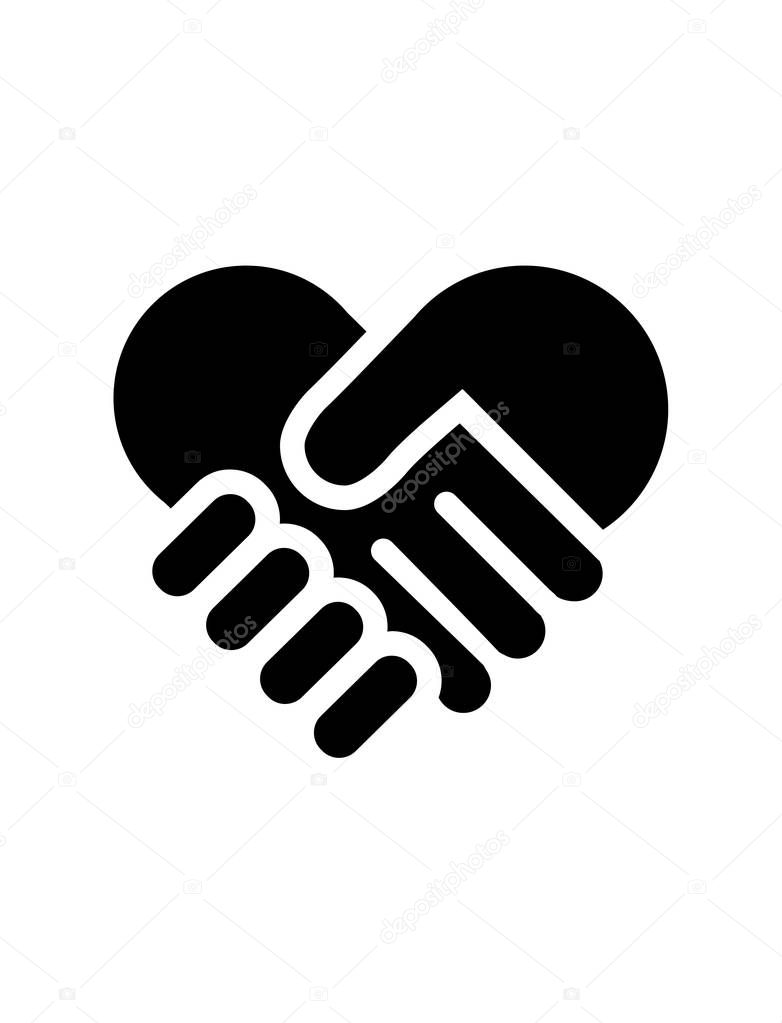 friendship love heart handshake symbol