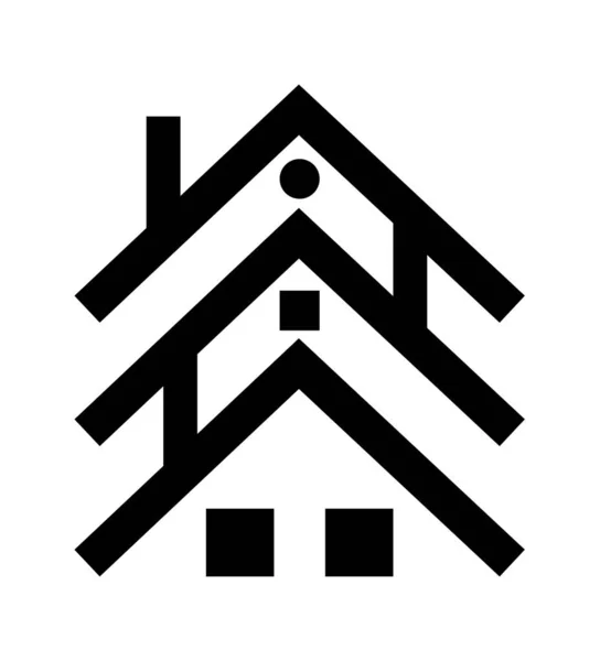 Logotipo Três Telhados Casa Branco —  Vetores de Stock