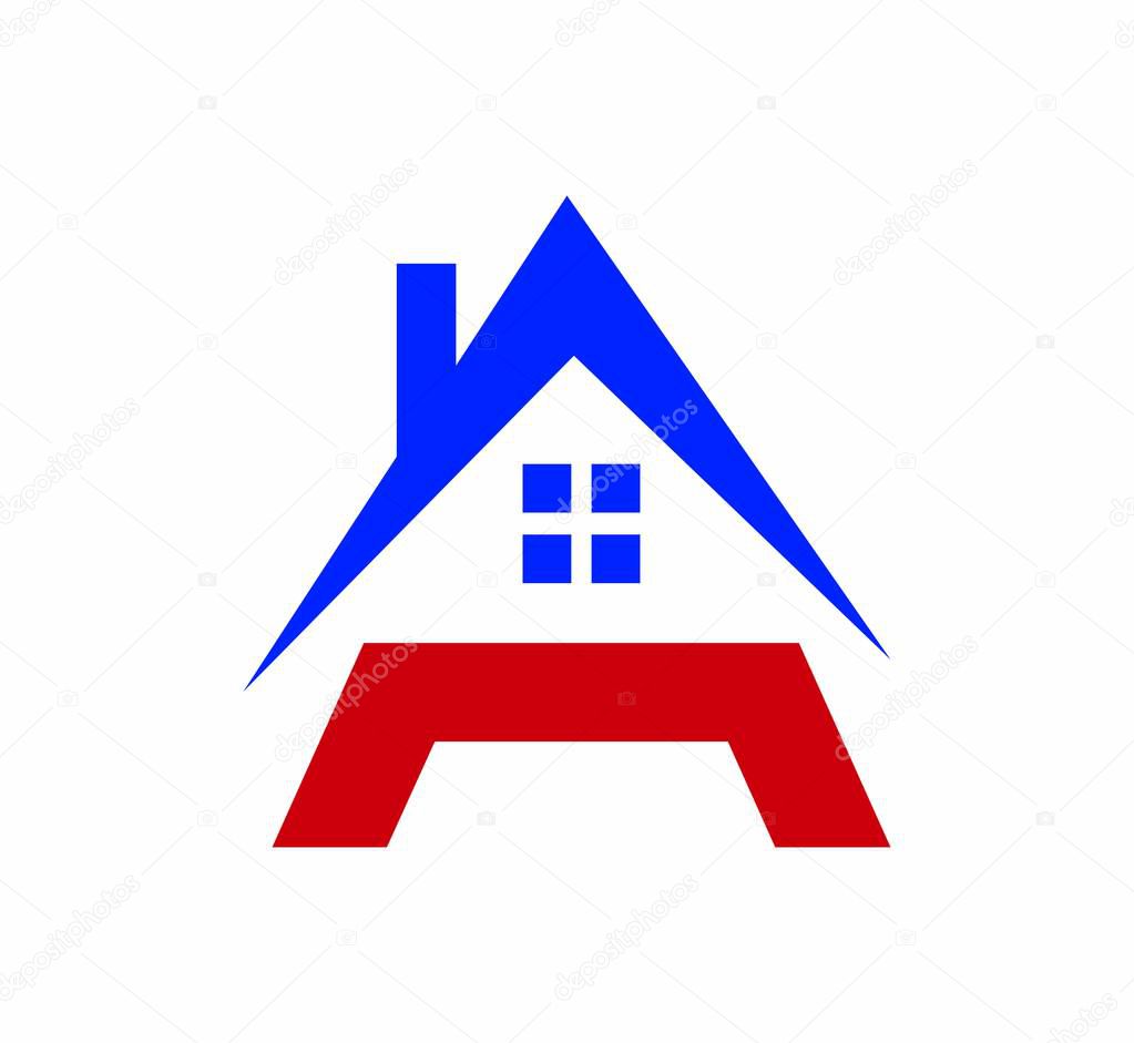 three house roofs logo on white