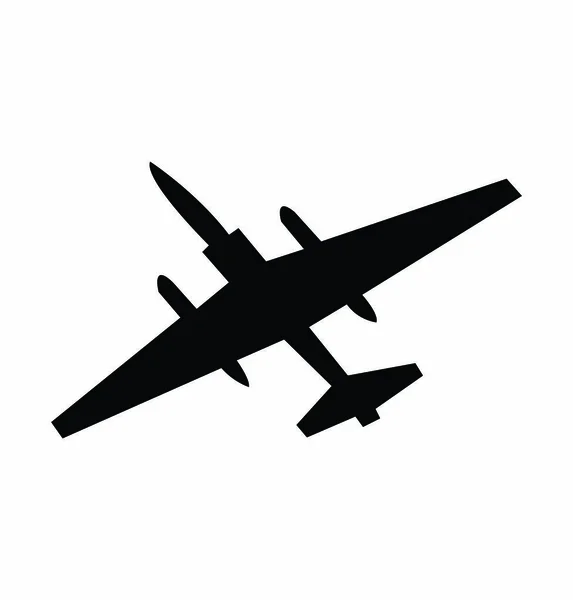 Silueta Avión Negro Blanco — Vector de stock
