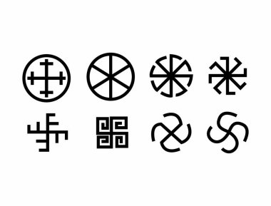 antik gamalı haç sembolleri kümesi