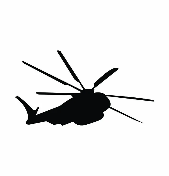 Silhouette Noire Hélicoptère Sur Blanc — Image vectorielle