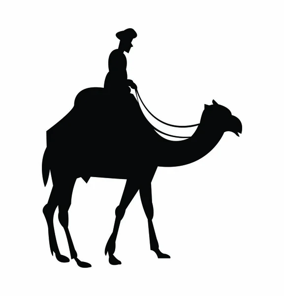 Arabian Camel Rider Wit — Stockvector