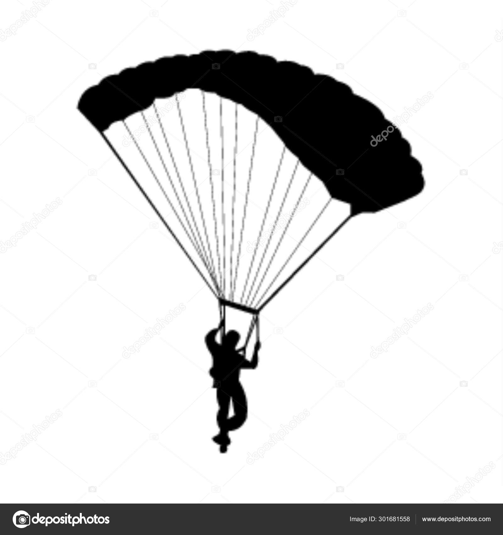Parachute Silhouette White Stock Vector by ©doklevise 301681558