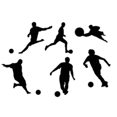 beyaz üzerinde futbolcu silueti