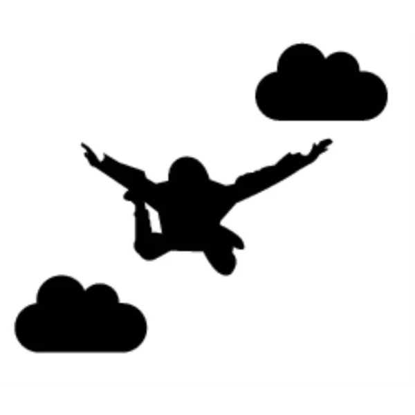 跳伞剪影在白色 — 图库矢量图片