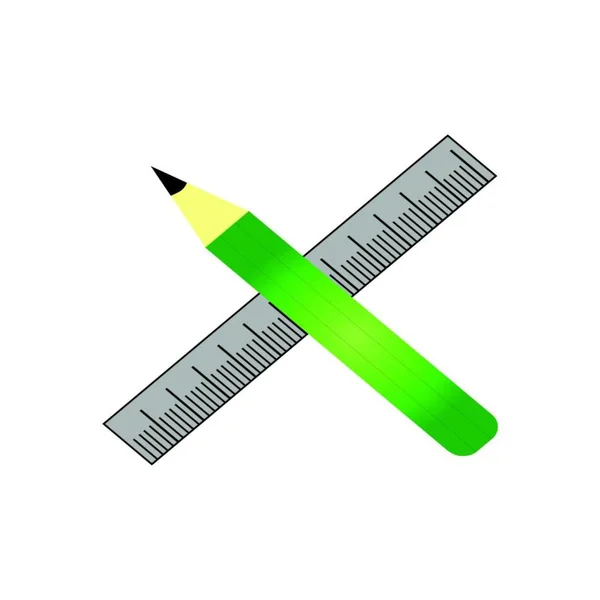Blyertspenna Linjal Vit — Stock vektor