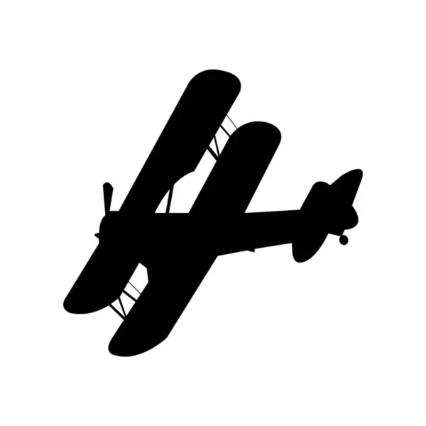 Biplan Noir Sur Blanc — Image vectorielle
