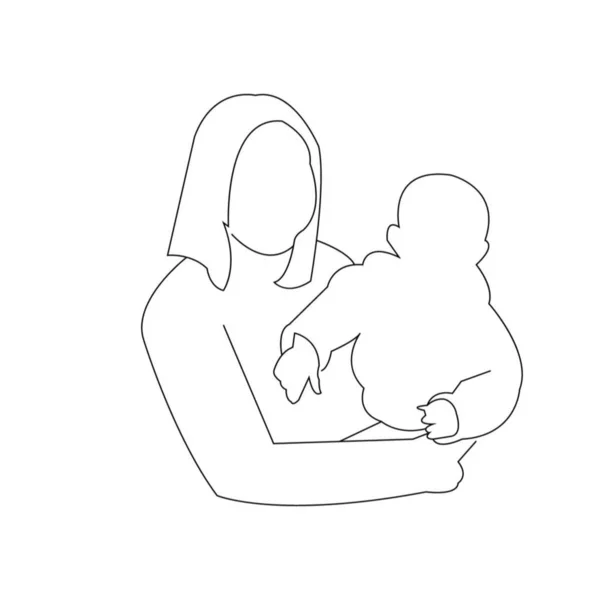 Mutter Und Kind Auf Weiß — Stockvektor