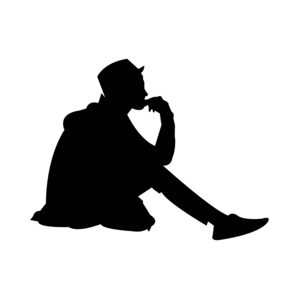Hombre Sentado Pensando Blanco — Archivo Imágenes Vectoriales