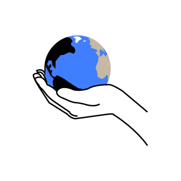 Globe Hand White — Stock Vector