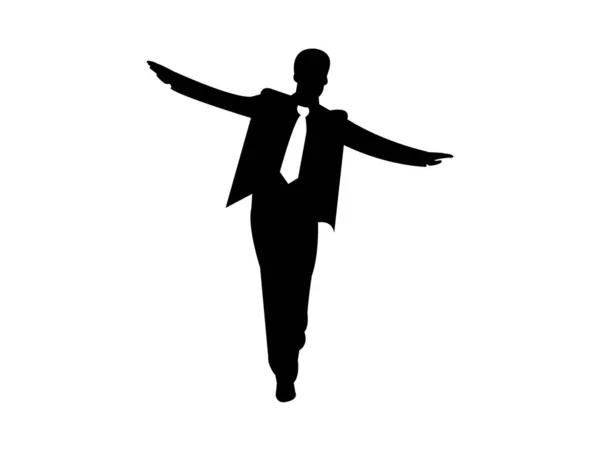 Homme Affaires Équilibrage Sur Blanc — Image vectorielle
