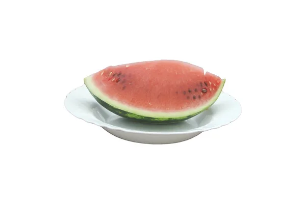 Watermelon Slice Plate White — Stock Photo, Image