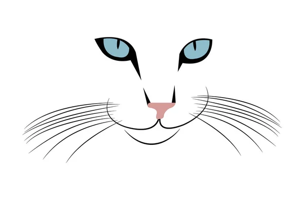 Cat Face Striking Eyes Illustration White — Stock Vector