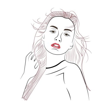 beyaz üzerine güzel bir kadın portresi